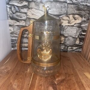Vintage Inland Glass Lidded Beer Stein Tankard Pitcher